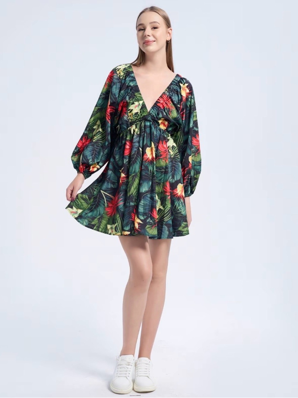 Tropical V-Neck Line Dress - SUMMER